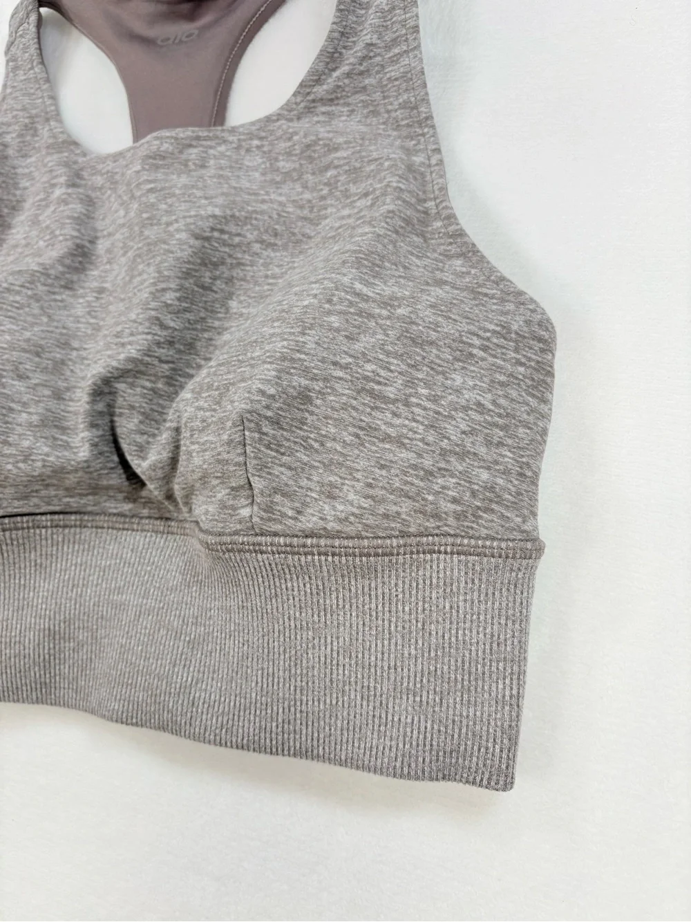 Alo Yoga Alosoft Serenity Bra Gravel Heather High Neck Racerback Size XS